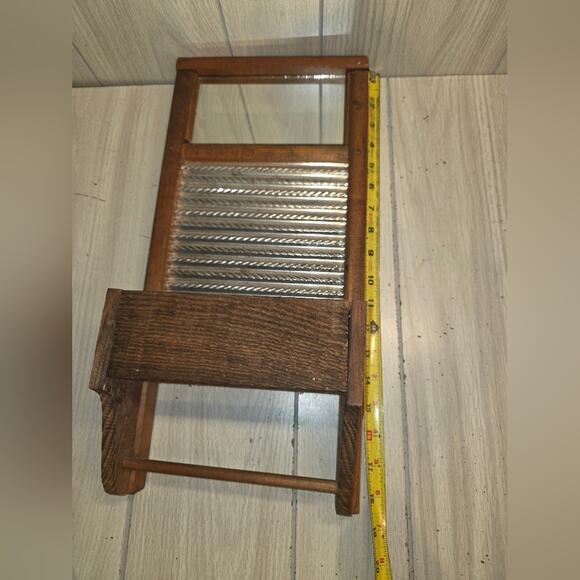 Vtg 70s Handmade Dubl Handi Washboard Shelf & Towel Holder Farmhouse Kithchen - Picture 4 of 6